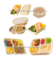 Assiettes jetables en bambou 100 % biodégradables et compostables de qualité alimentaire pour restaurant, 8x8, avec couvercles, compatibles micro-ondes, sans BPA, fabriquées en Chine