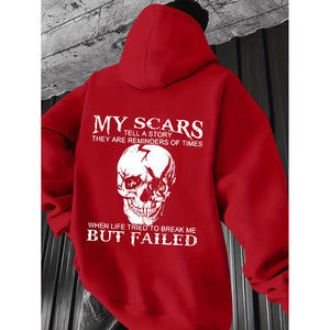 Sweat-shirt à capuche pour homme, imprimé crâne rouge et noir, coupe ample, vêtements décontractés pour adolescents, SMLXLXXLXXXL - Product Image 1