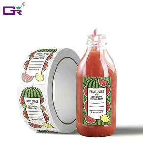 Autocollants d'étiquettes de boissons en vinyle durable, imperméables, imprimés avec un logo personnalisé, en rouleau, pour les bouteilles de jus en verre, adaptés à la réfrigération - Product Image 1