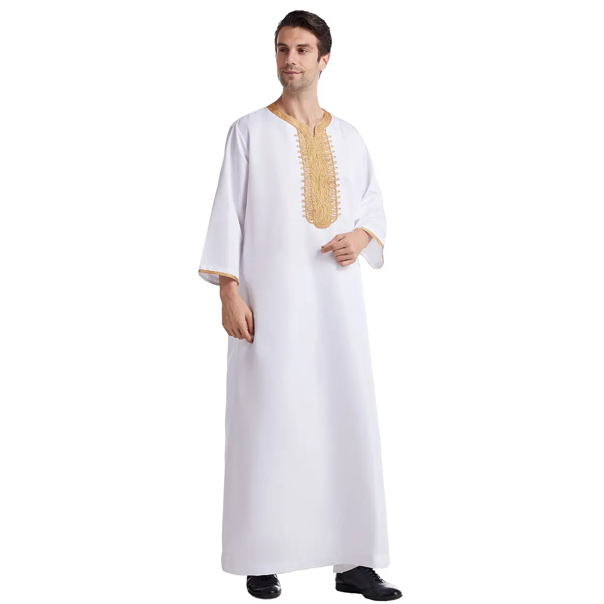 New Arrival Urban Style Muslim Men Prayer Dress Fashion Moroccan Men Abaya Solid Islamic Dresses