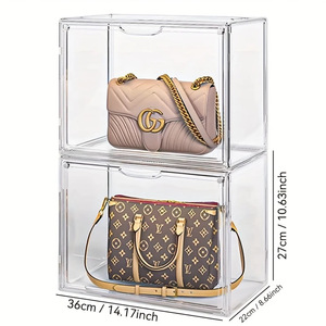 Nhà Máy Trực Tiếp Trong Suốt Có Thể Gập Lại Lưu Trữ Tủ Stackable Chống Bụi Kệ Đơn Vị Đặt Hàng Số Lượng Lớn Giảm Giá FDA Phù Đối Với Trang Chủ - Product Image 5