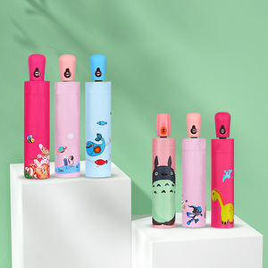 <span class=keywords><strong>Parapluie</strong></span> automatique à trois plis en caoutchouc, thème dessin animé, pour enfants, protection du soleil, noir, 1 pièce - Product Image 1