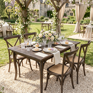 Silla <span class=keywords><strong>de</strong></span> Comedor Apilable <span class=keywords><strong>de</strong></span> Madera Curvada Estilo Rústico Vintage con Respaldo en Cruz <span class=keywords><strong>para</strong></span> Eventos, Restaurantes, Bistrós y Hoteles - Product Image 1