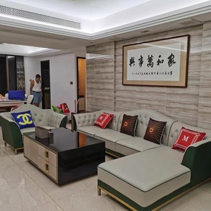 Estilo europeo moderno sofá italiano de diseños de lujo sofás de cuero, muebles de la sala para casa Hotel restaurante sofá - Product Image 4