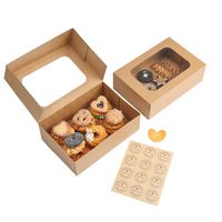 Boîtes à biscuits auto-élevantes en papier kraft biodégradable écologique avec fenêtre transparente, emballage pliable de qualité alimentaire pour pâtisseries