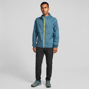 Custom Canvas <b>Men's</b> Windbreaker <b>Jacket</b> Waterproof Reflective <b>Lightweight</b> Hooded Stand Collar Vintage Style OEM Front Linen - Product Image 1