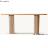 Table console moderne en chêne pour intérieur, table d'entrée en bois cannelé, table de couloir minimaliste pour salon, décoration intérieure