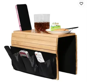 Popular Popular Home Furniture Couch Cup Holder Bamboo Wood Flexible Sofa Arm Tray Convenient Sofa Bar Tray Sofa Arm Tray