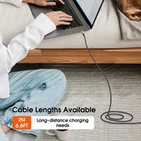Câble de charge rapide USB-C vers USB-C ESEEKGO ES-C200 100W/6A 2M/6.6FT en nylon anti-casse pour montre connectée, ordinateur, écouteurs