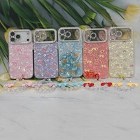 Coque de téléphone papillon avec protection d'objectif pour iPhone 17 Pro Max 17 Air 16 15 14 13 12 11 avec bracelets