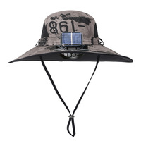 Topi Kipas Fotovoltaik Topi Kipas Tenaga Surya dengan Pinggiran Lebar Topi Memancing Musim Panas Topi Hiking Luar Ruangan Topi Bisbol Kipas Fotovoltaik