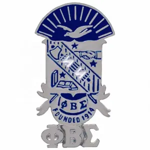 珐琅希腊字母PBS胸针别针珠宝Phi Beta Sigma神圣兄弟会盾牌徽章