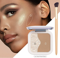 Kit de maquillage de palette de contour de surligneur avec surligneur de visage miroitant et bronzant de contour de finition mate pour l'étiquetage personnalisé du corps