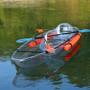 Buen proyecto de inversión Barco de remos transparente para una persona Cristal transparente Ver a través de la parte inferior <span class=keywords><strong>Kayak</strong></span> Glass Clear PC Paddle Boat - Product Image 1