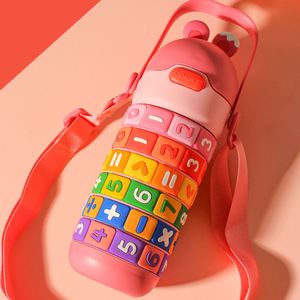 430ml Eco-Friendly 316 Stainless Steel Water Bottle Cute Fun Bullet-Shaped Digital Thermos Cup for Kids with Lid Puzzle Design - Product Image 5