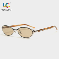 Lunettes de soleil métalliques polarisées UV400, forme ovale étroite, style vintage années 90, pour la mode urbaine et le quotidien, unisexe - Ventes flash