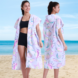 2025 nouveau portable imprimé été plage couvrir piscine microfibre serviette à capuche avec fermeture éclair Poncho Surf serviette de plage - Product Image 5