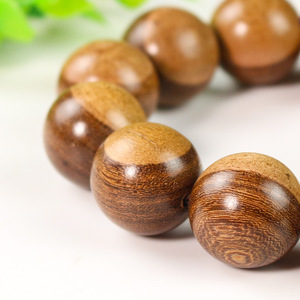 Golden Sandalwood <b>Bracelet</b> 20mm Yin Yang Wood Beads Men's Buddhist Prayer Beads Single Strand Ethnic Style Jewelry - Product Image 1