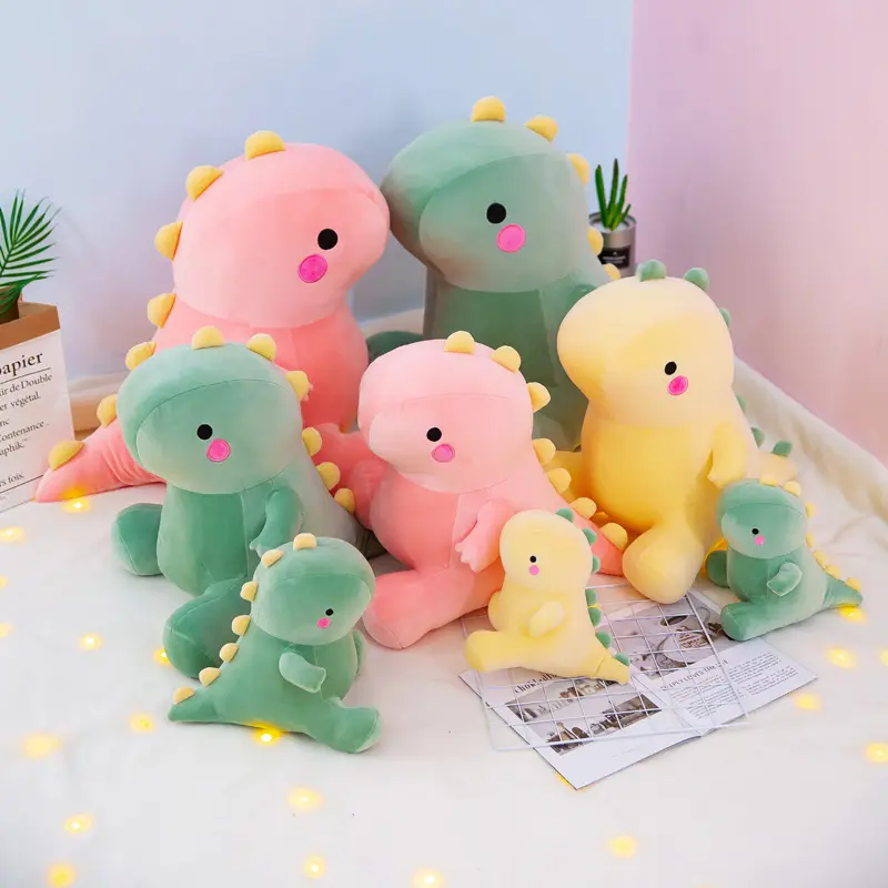 Hot Sale 22cm Pillow Green Pink Yellow Soft Cute Plush Dinosaur Toy Stuffed Dragon