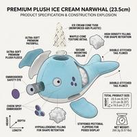 Jouet en peluche pour chien Whale Ice Cream, corps en peluche doux avec cône en gaufre à mâcher, parfait pour le jeu interactif et la mastication quotidienne
