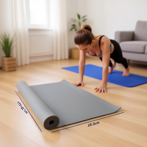 Tapis de yoga en PVC gris, taille 173*61*0.3cm, durable et confortable pour l'exercice - Product Image 3