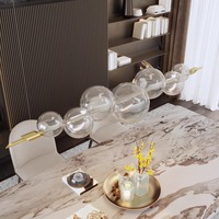 Table à manger en verre à bulles moderne sur mesure, 1,6 m de long, lustre pour table à manger