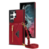 Etui de téléphone multifonctionnel en cuir de luxe à bandoulière avec portefeuille pour samsung galaxy S23 Ultra S22 S21 Card Sots Necklace Cases
