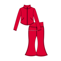 Bonne qualité adolescente Yoga deux pièces ensemble avec Double poches taille haute conception évasée Gym Legging pantalon ensemble tenues personnalisées