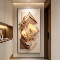 Décoration murale moderne pour la maison, art floral de luxe haut de gamme, feuille de Ginkgo, entrée, peinture décorative en porcelaine de cristal haut de gamme