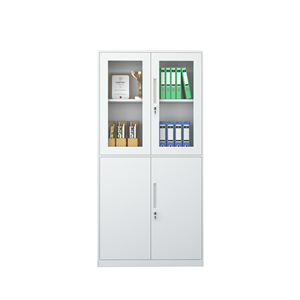 Archivador <span class=keywords><strong>de</strong></span> Oficina <span class=keywords><strong>de</strong></span> Acero <span class=keywords><strong>de</strong></span> Diseño Moderno con 4 Puertas <span class=keywords><strong>de</strong></span> Vidrio, con Cerradura, Ahorro <span class=keywords><strong>de</strong></span> Espacio, Duradero y Ajustable - Product Image 2