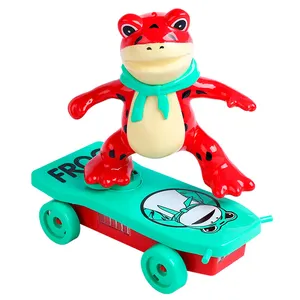 QS热卖电池电动旋转音乐七彩灯通用感应青蛙特技滑板车滑板玩具
