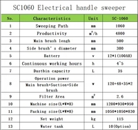 SC1060 nouveau Type Mini poussée à main électrique derrière la balayeuse de sol à double brosse
