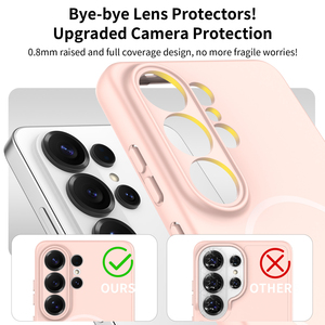 <span class=keywords><strong>Coque</strong></span> de téléphone <span class=keywords><strong>Samsung</strong></span> S26 Ultra rose couleur unie, antichoc, magnétique, avec protection d'objectif à trou de précision et toucher doux - Product Image 4