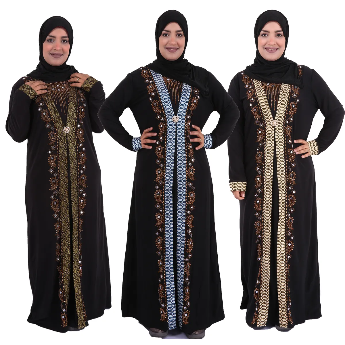 Vestido feminino tradicional de listra, vestido de cor sólida para mulheres com mangas compridas e estilo abaya, 54-60