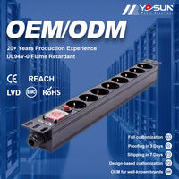 PDU Rak Mount 1U 19 Inch 8 Jalur Tipe Schuko dengan Saklar ON/OFF Bersertifikasi CE RoHS untuk Rak Server, Pusat Data, dan Kabinet Jaringan