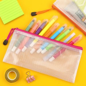 Sacchetti per forniture per ufficio in <span class=keywords><strong>PVC</strong></span> trasparente formato A6 Logo personalizzato con cerniera astuccio in plastica trasparente per strumenti scolastici - Product Image 4