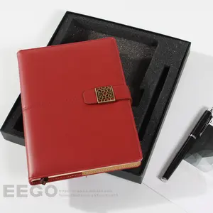 Executive Office Corporate Gift Custom Logo A5 Lederen Journal Notebook Set Met Pen