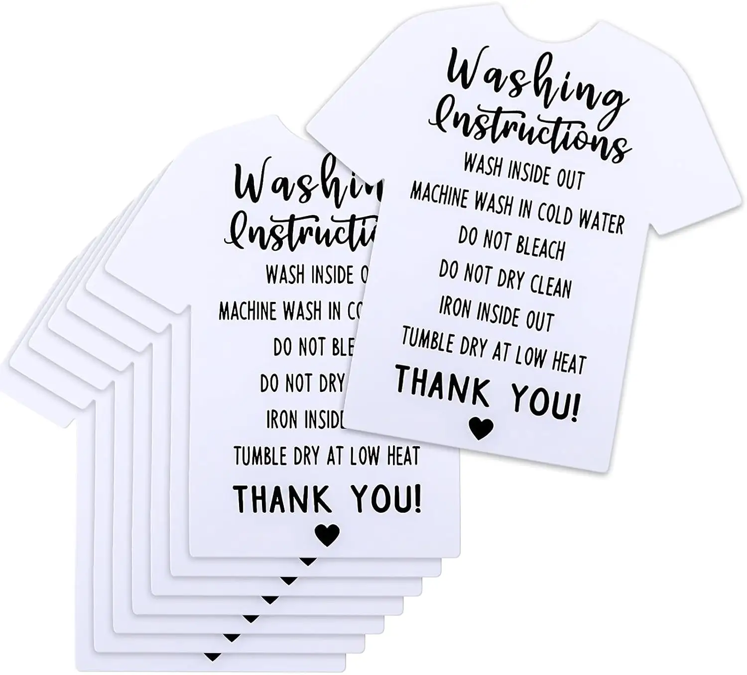 T-Shirt Washing Instructions Cards Shirt Cleaning Care Instructions Card Customer Direction Card Small Business