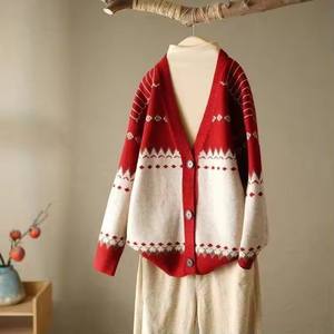 Camisa/Blusa Casual para Mujer, Diseño Fair Isle, Tejido Suave Tipo Nube, Estilo Japonés Dulce, Abrigo <span class=keywords><strong>de</strong></span> Punto Tipo Malvavisco, Frente Abierto, Antipilling, Otoño - Product Image 2