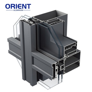 Precios de muros cortina de vidrio por <span class=keywords><strong>M2</strong></span> Perfiles de muros cortina de aluminio doble Muros cortina de aluminio Sistemas de ventanas para la construcción - Product Image 2