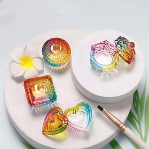 彩虹水晶指甲玻璃杯带盖丙烯酸不同形状液体粉末单体杯指甲碟 - Product Image 2