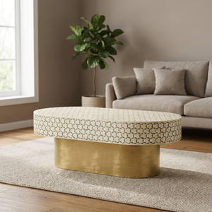 Modern Eco-Friendly Bone Coffee <b>Table</b> Brass Gold Base Living Room Made India BS INTERNATIONAL Model NA124 for Home Dining Decor - Product Image 1