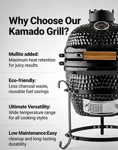 Parrilla Kamado de Cerámica Auplex de 13 a 18 Pulgadas, Verde, <span class=keywords><strong>Asador</strong></span> de Carbón, Ahumador, Parrilla para Barbacoa - Product Image 4