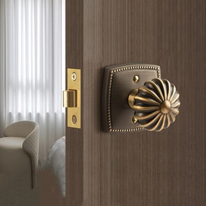 Manija <span class=keywords><strong>de</strong></span> puerta interior <span class=keywords><strong>de</strong></span> latón antiguo con forma <span class=keywords><strong>de</strong></span> calabaza, cerradura <span class=keywords><strong>de</strong></span> privacidad vintage con base <span class=keywords><strong>de</strong></span> remache para baño, dormitorio, resort, herrajes - Product Image 4