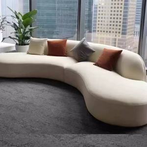Juego de sillón reclinable de madera de terciopelo de diseño minimalista moderno sofá curvo para casa, villa, Vestíbulo de hotel, sala de estar de apartamento - Product Image 3