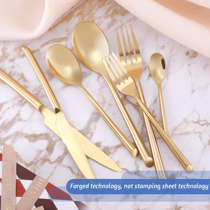 الجملة عالية الجودة اليد مزورة أطباق الذهب الفولاذ المقاوم للصدأ مجموعة أدوات المائدة لحفل الزفاف - Product Image 5