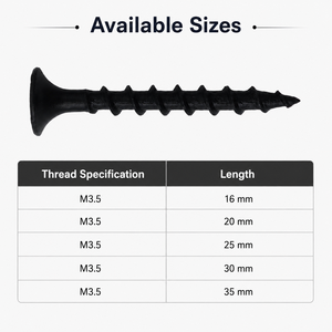 Black Phosphate Carbon Steel Drywall Screws Phillips Bugle <b>Head</b> Coarse Thread Self Tapping Screws for Wood Gypsum Board - Product Image 3