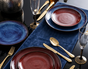 Retro Kiln Glaze Multi-color <b>Ceramic</b> <b>Plates</b>, Premium Western Tableware for Steak Pasta Bulk Wholesale Custom Gift Box Restaurant - Product Image 3