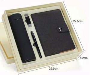 Business 4 Piece <b>Set</b> Company Business Gifts Vacuum Cup Pen <b>Notebook</b> U Disk Leather Luxury VIP Office Stationery Gift <b>Set</b> - Product Image 1