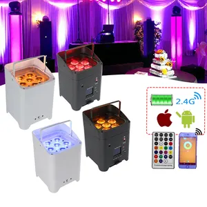 Illuminazione scenica wedding 6 18W lampada a batteria wireless a led a ricarica a colori lampada telecomandata per telefono cellulare intelligente